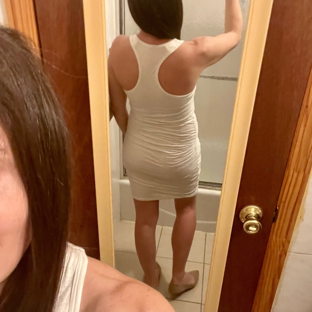 James Perse Ruched Tank Dress Racerback White - Picture 9 of 16